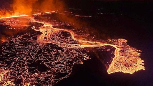 Emergency declared after volcano erupts in Iceland creating major fissure and fast moving lava flows
