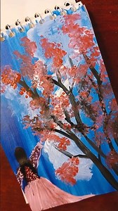 easy red tree art for beginners #art #youtube #drawing #viral