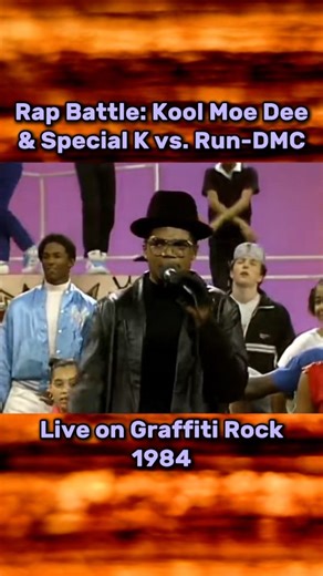 Channel 80 on Instagram: "Iconic rap group Run-DMC engage in a rap battle with Kool Moe Dee and Special K during an episode of "Graffiti Rock" in 1984. #rundmc #koolmoedee #80srap #rapbattle #classichiphop @rundmc @koolmoedeenyc"