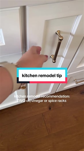 When we were doing our kitchen remodel, we redid all the cabinets. I knew I wanted all drawers on the bottom half and a lot of storage for my spices, oils, and vinegars! We ended up doing two racks, and it has come in handy so much. Highly recommend! #kitchenremodel #kitchenhack #homecook #kitchenorganization #momsoftiktok