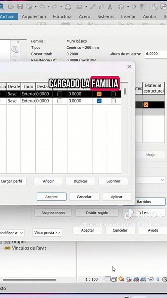 ACADEMIA REVIT PRO (@academiademodeladorevit) - Muchos olvidan añadir el zócalo en Revit, pero hacerlo es muy fácil. Solo necesitas tener la familia cargada, editar la estructura del muro y agregar un barrido en la ubicación correcta. Ya sea interior, exterior o ambos, el resultado es mucho más profesional. ¿Ya aplicas zócalos en tus proyectos? Cuéntamelo en los comentarios.