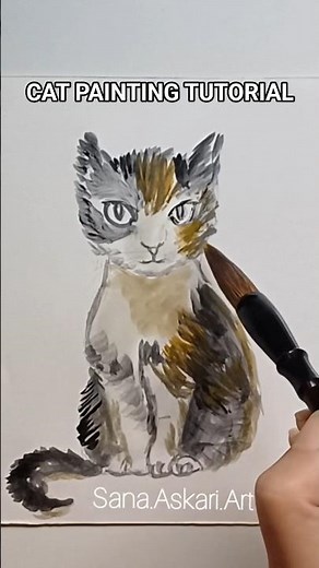 Easy Cat painting tutorial #kitten #cutecat #art