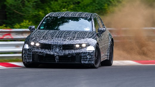 BMW M3 prototype nearly runs out of grip on circuit