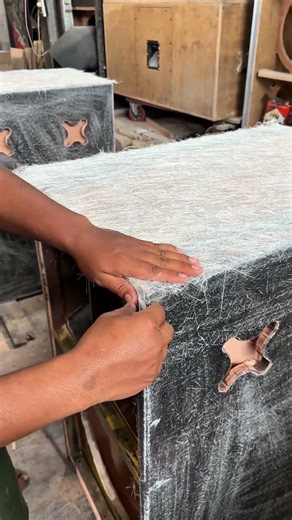 preparation of fiberglass layer on plywood speaker box #tutorial #woodworking #fiberglass