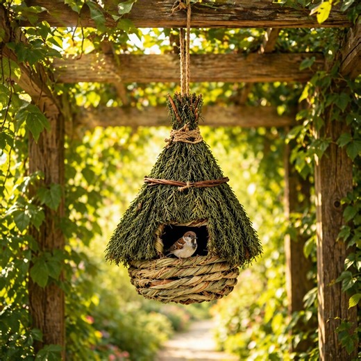 Boho Woven Birdhouse Hanging Outdoor Bird House Natural Grass Nest for Small Birds Rustic Garden Decor Eco Friendly Bird Shelter - Etsy