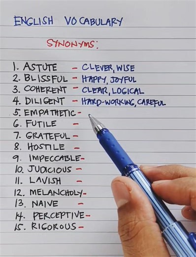 English vocabulary: synonyms: astute - clever, wise #fblifestyle #learning | Tim Tim TV