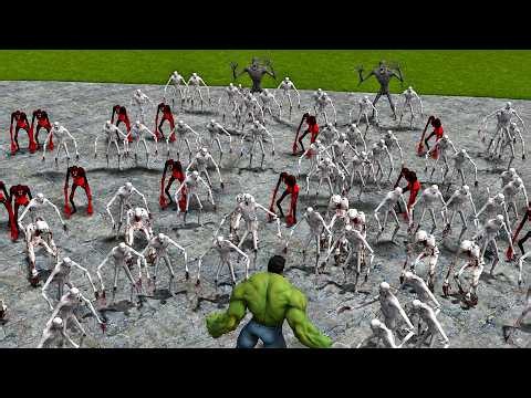 HULK VS 100 SCP-096S !!! Garry's Mod Sandbox