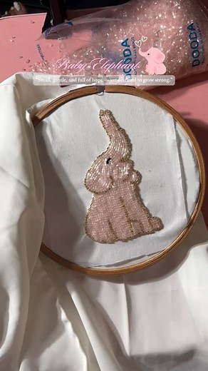 YoursLali By Nitu on Instagram: "🐘-A baby elephant bead symbolizes gentle strength, new beginnings, and good luck.” Making a customized order of लाली girlie in shirt💌 #beadedtop #handmade #yourslali"