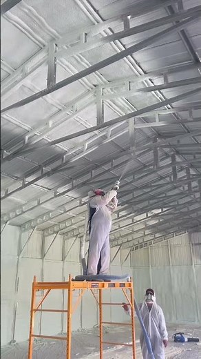 Closed cell spray foam install on metal building