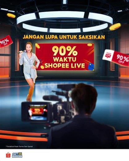 13 comments | Jangan lepaskan peluang hebat untuk saksikan host Shopee Live kami di 90% WAKTU SHOPEE LIVE untuk peluang memenangi 90% diskaun sebanyak 4x pada 25 Oktober sepanjang hari esok! ️ Jom sertai kami dengan mengklik link ini untuk set reminder anda: https://shope.ee/1fr6MjVi6B #ShopeeMY #MYShopeePaydaySale | Shopee | Facebook