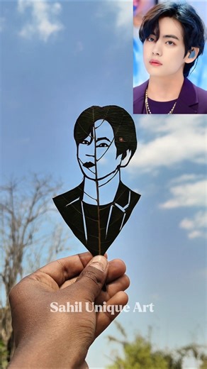 kim teahyung K-pop idol leaf art 🤩🙈#bts #kpopidol #btsarmy #btsfanarts #taehyungfanart #artist