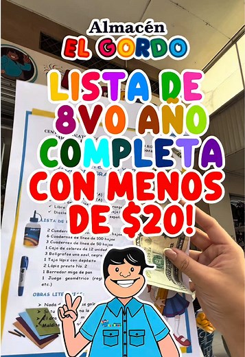 Lista completa de útiles 8vo grado por menos de $20