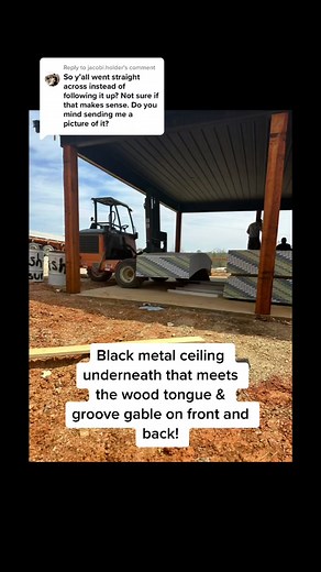 Barndominium Porch Ceiling Installation with Black Metal and Wood Tongue & Groove