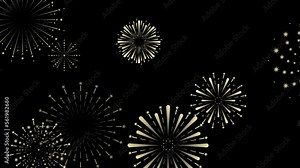 2d animation of fireworks in cartoon style.