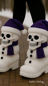 Skullmas Gothic Christmas Snowman Skull Boots | Gothic Darling