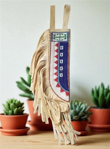 Handcrafted Native American Style Beaded Leather Knife Sheath With Fringe Traditional Tribal Design - Etsy