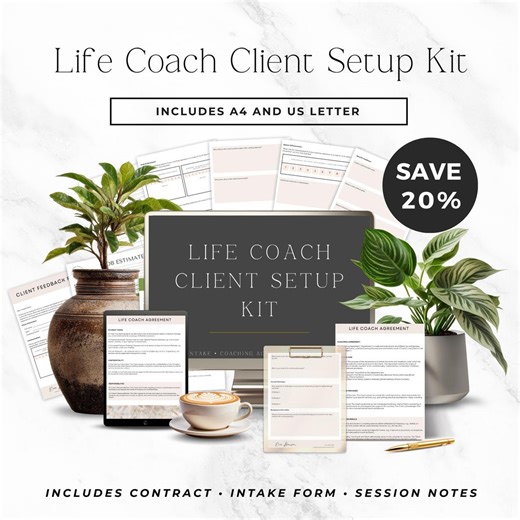 Life Coach Client Forms Template, Client Intake Form, Coaching Agreement, Client Feedback Form, Canva Editable Coaching Onboarding Kit