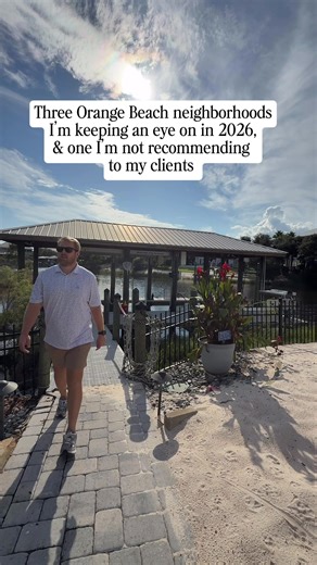 I can’t tell you what neighborhoods to avoid per fair housing laws but I will tell you what I’d be mindful of in every neighborhood you look in... and it’s water, traffic, & amenities. Orange Beach is one of the most popular beach towns but still unknown (in a good way). When you’re looking at homes here, ask yourself: What’s the age of the home? Is it gold-fortified or in a flood zone? Are there community amenities? Is it walkable, golf carts, boat access? These are the things that will make th