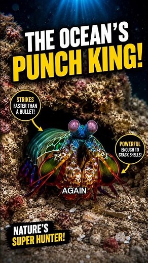 🦐 Meet the ocean’s tiny powerhouse—the Peacock Mantis Shrimp! 🌊👀