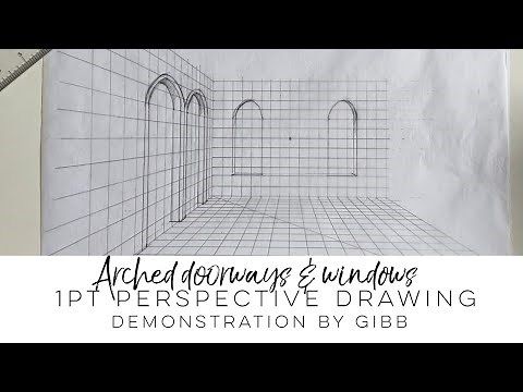How to draw arched openings and windows with 1 pt perspective for interior design