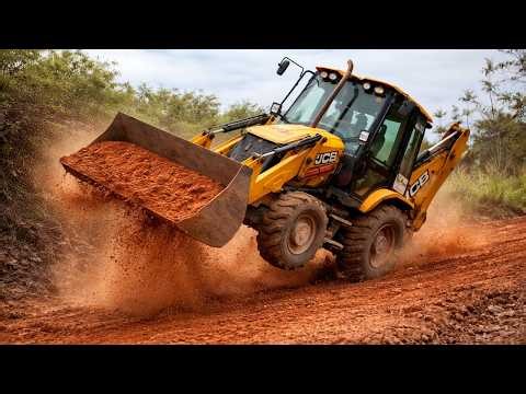 Excavators and Trucks Working on Highway Construct - JCB Backhoe Videos
