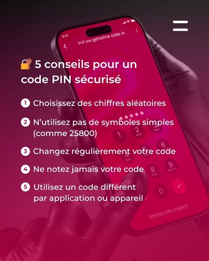3.5K views · 12 reactions | Comment créer un code PIN béton ?   Spoiler : « 12345 », c’est à éviter. Swipez pour trouver la bonne combinaison ! Rappelez-vous : Les employés de Belfius ne vous demanderont jamais votre code PIN et vous ne devez jamais le donner à personne. #WorldPasswordDay | Belfius | Facebook
