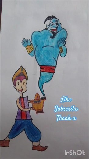 Cute Aladdin & Genie Kids Drawing ✨🧞 | Creative Art #shorts #youtub #drawing #viralshort