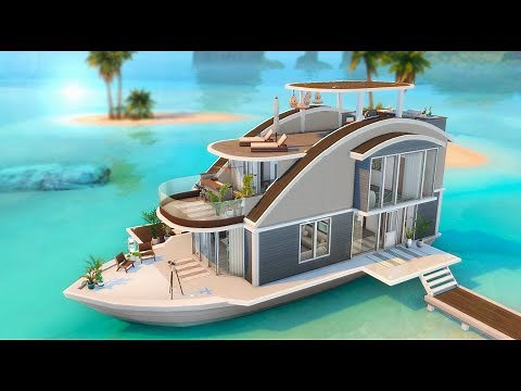 Big Luxury Yacht For a Family | Houseboat (no cc) The Sims 4 Speed Build