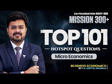 Micro Economics 101 Most Expected Questions 🚀 CA Foundation May 2026 l CA Aditya Sharma