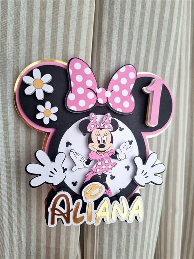 Pink Gold Minnie Mouse Cake Topper - Etsy