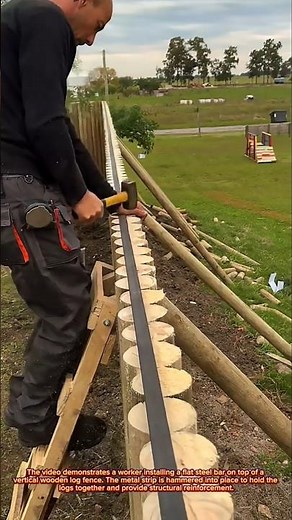 Wood Log Fence Reinforcement with Steel Strip | Simple and Strong Installation Technique