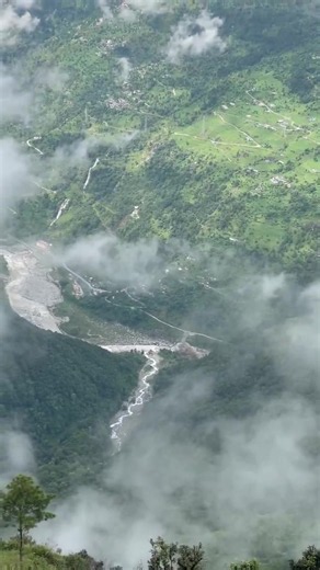 Nepal flash flood from above clouds — massive aerial footage