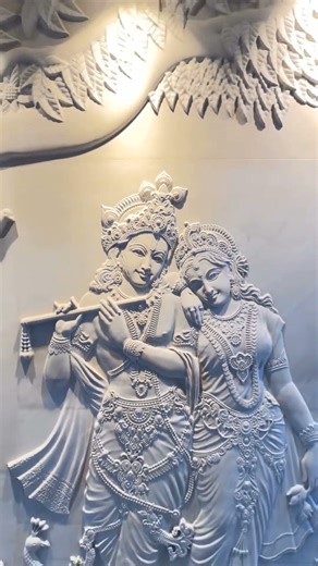 ​Radha Krishna CNC Stone Mural Design 🪷 | Sandstone Wall Cladding #KhanStones #Shorts