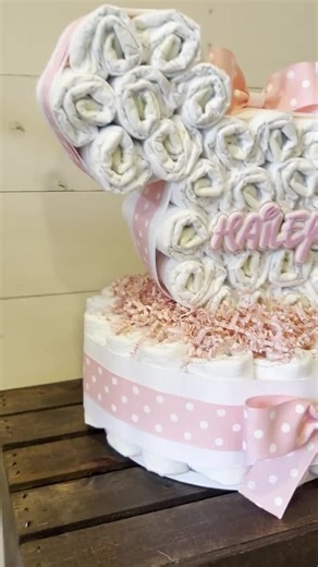 Minnie Mouse Ears Diaper Cake | Minnie Mouse Diaper Cake | Custom Diaper Cake | Baby Gift - Etsy