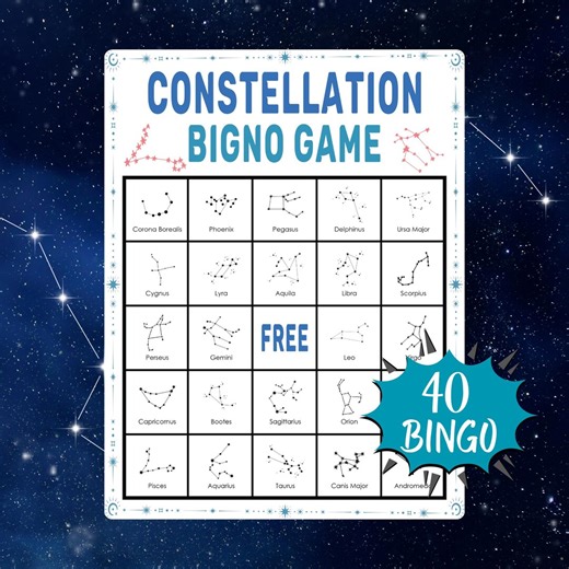 Constellation Bingo Game Printable Space Activity for Kids Classroom Homeschool Astronomy Learning Fun - Etsy