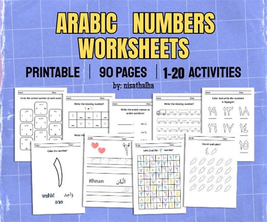 Arabic Number Worksheets for Kids and Beginners｜130 Pages｜activity Worksheets | Coloring - Etsy Canada