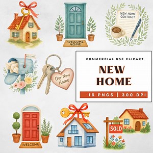 New Home Clipart Bundle, House Moving Home Sweet Home Real Estate Graphics, Commercial Use - Etsy UK