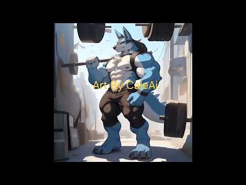 Lucario Muscle Show gifs Long Form Extra #furries #muscle #pokemon