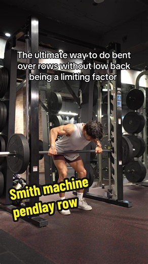 I think I found the most stable way to do a bent-over row without your lower back / stability being a limiting factor. Smith machine bent over pendlay row. #fyp #fitness #gym #bodybuilding
