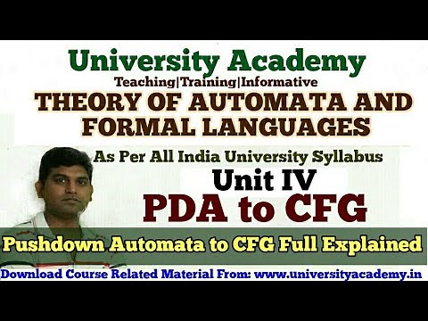 TAFL52:PDA to CFG Conversion Example, Pushdown Automata to Context Free Grammar Example