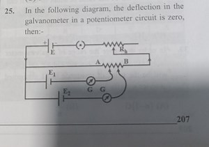 In the following diagram, the deflection in the galvanometer in... | Filo