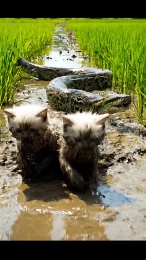 2 kittens chased by a python #animalrescue #wildliferescue #catrescue #kittenrescue