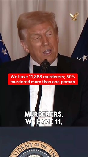 A sobering perspective on violent crime is presented, focusing on alarming figures: a reported 11,888 murderers, with more than 50% of those individuals having taken more than one life. This stark statistical reality forms the backdrop for a discussion on a forceful policy stance that is reportedly resonating with the public. These remarks were delivered by President Trump during his address at the Kennedy Center Honors dinner on December 6, 2025. The clip captures a moment addressing significan