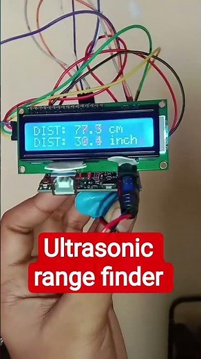 Ultrasonic range finder using arduino and i2c display with sound #arduino #shorts