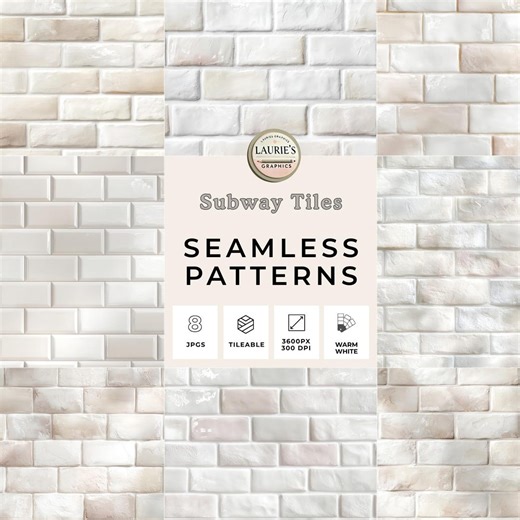 Subway Tile Seamless Patterns: Warm White Stone Backgrounds and Textures (digital Download) - Etsy