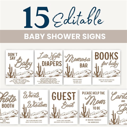 Western Rustic Baby Shower Signs | Little Cowboy Signage | Wild West Decor | B110 - Etsy