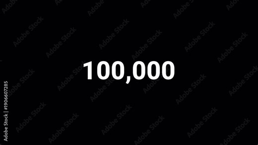 Animated counting Numbers from 0 to 100000 on a black background. counting number on a transparent background with alpha channel,