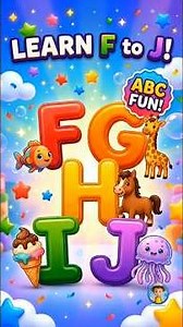Learn ABC F to J 🐟🦒🐴🍦🪼 | Alphabet for Kids | 3D Animated ABC Song #shorts #shortvideo #short