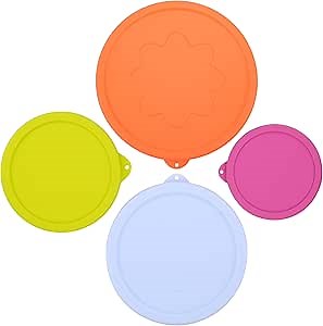 1 Cup 2 Cup 4 Cup 7 Cup Round Silicone Replacement Lids for Pyrex Glass Bowls, 4 Pack, Microwave & Dishwasher & Freezer Safe (Container not Included)