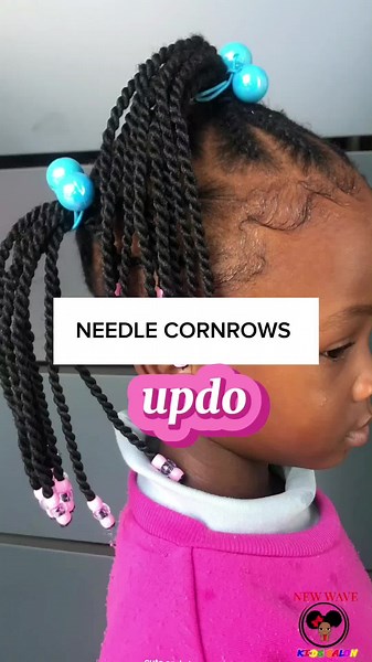 Needle Cornrow Updo Hairstyles for Kids